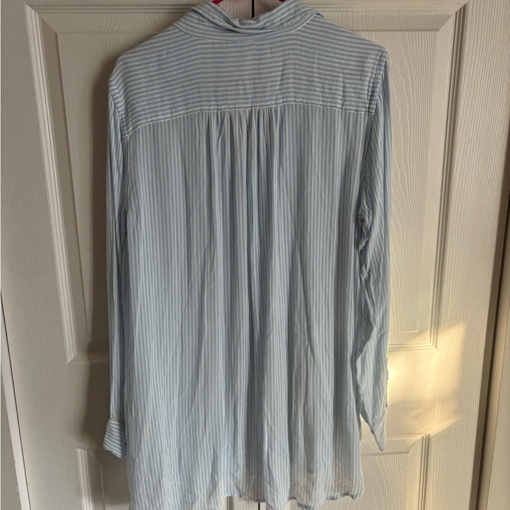 Free People Light Blue Striped Blouse - Picture 2 of 3